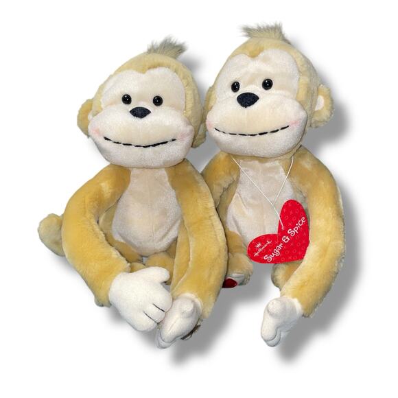 Vintage Hallmark Monkeys Plush Pair Sugar Spice Kiss Hug Nursery Twins x2 Gift - Picture 4 of 15